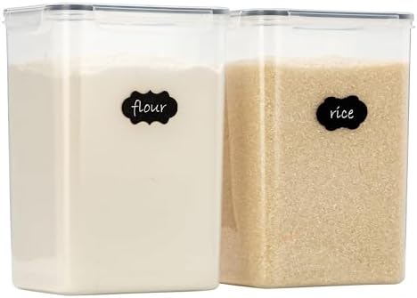 Chef's Path Airtight Food Storage Containers with Measuring Cups, Set of 2, 9.5L, 320Oz, Spacious, Leakproof Design Pantry Canisters for Flour, Sugar, and Bulk Food Storage - Transparent by ChefsPath