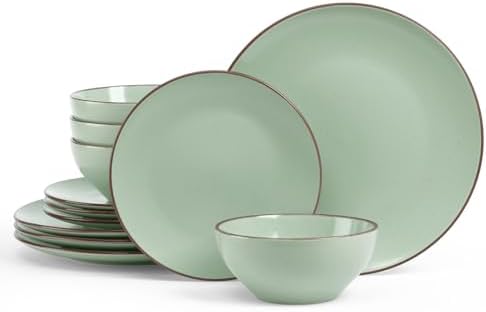 Famiware Venus Plates and Bowls Sets, 12pcs Stoneware Dinnerware Set for 4 by Famiware