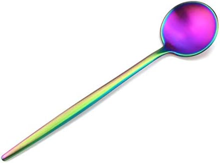 Matte Rainbow Silverware, Gugrida 5-Piece 18/10 Stainless Steel Flatware Set, Satin Finish Kitchen Utensils, Tableware Travel Cutlery for Camping, Office or School Lunch, Dishwasher Safe - Image 7