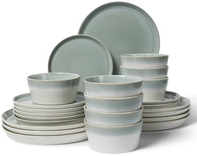Pokini Ceramic Plates and Bowls Sets for 8, 24pcs Dinnerware Sets, Dish Set by Pokini