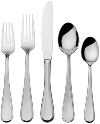 Mikasa Bravo Flatware Service for 8 with caddy, 18/10 Stainless Steel, Silverware Set with Serving Utensils and Expandable Caddy, 52 Piece by Mikasa