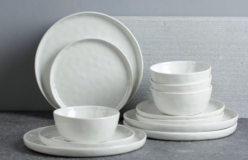 Famiware Mars Stoneware Dinnerware Set for 8, White - Image 7