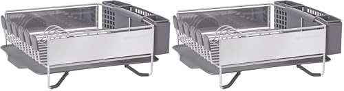 KitchenAid Compact Space Saving,Dish Rack with Removable Flatware Caddy and Angled Self Draining Drainboard,Satin Gray,15-Inch-by-13.25-Inch,(Pack of 2) by Unknown