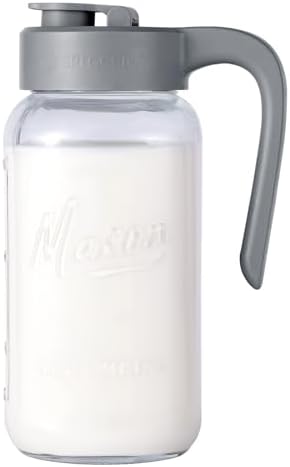 Mason Jar Pitcher, 64 oz (2 quart), Glass Pitcher with Lid by spreccio
