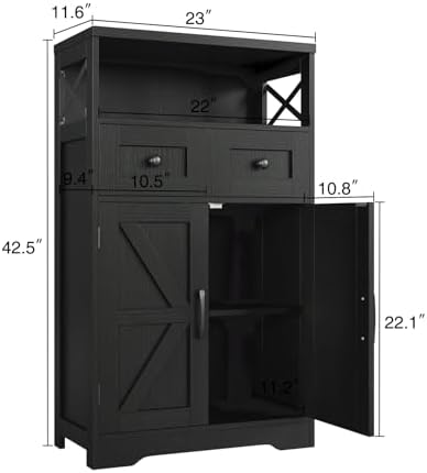 Farmhouse Storage Cabinet Set of 2, Small Kitchen Pantry Coffee Bar Cabinet - Image 3