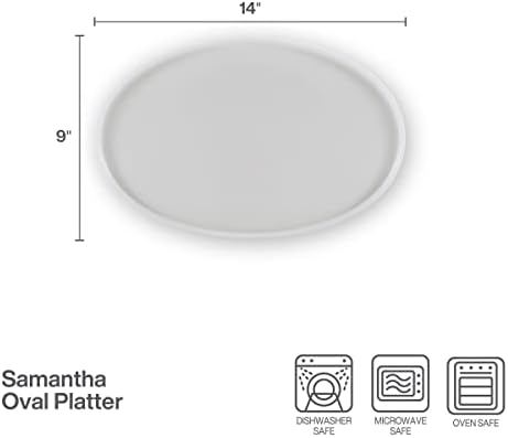 Mikasa Samantha Oval Bone China Lightweight Chip Resisant Serving Tray, 14 Inch, White - Image 3