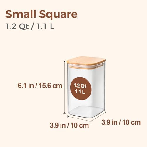ComSaf Glass Storage Containers with Lids 1.2 Qt, Set of 6 Food Storage Jar - Image 2