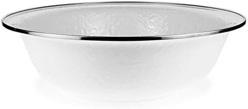 Golden Rabbit Enamelware Serving Basin, 4 quart, Solid White Textured by GoldenRabbitEnamelware