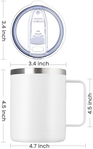MEWAY 12oz Coffee Mug With Handle 8 Pack Bulk,Stainless Steel Insulated Travel Tumblers With Sliding Lid,Double Wall Vacuum Camping Cup for Hot & Cold Drinks Tea (White,Set of 8) - Image 4