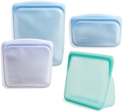 Stasher Premium Reusable Silicone Food Storage Bags, 4-Pack, Multicolor by Stasher