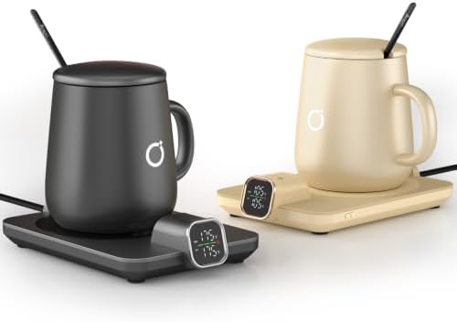 Coffee Cup Warmer & iKago Mug Set, 1℉ Precise Temp Control Mug Warmer by ikago