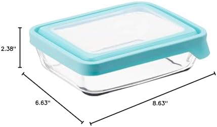 Anchor Hocking TrueSeal Glass Food Storage Containers with Mineral Blue Airtight Lids, 6 Cup Capacity (48 Oz), Rectangle, Pack of 4 - Image 6