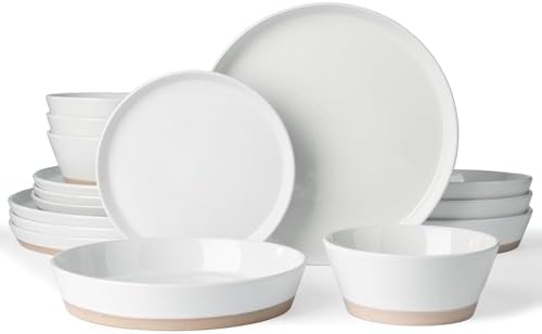 Famiware Saturn Stoneware Dinnerware Set with Pasta Bowl, 16pc Dishes for 4 by Famiware