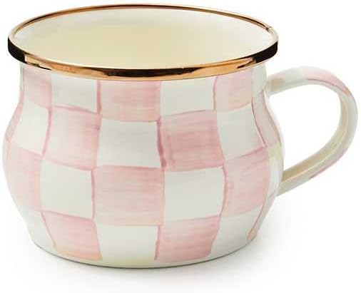 MACKENZIE-CHILDS Enamel Teacup, Pink-and-White Rosy Check by Unknown