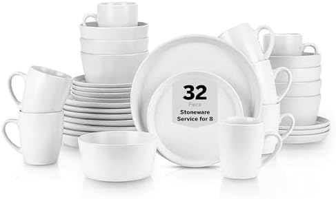 Stone Lain Albie 32-Piece Dinnerware Set Stoneware, White Speckled by Unknown