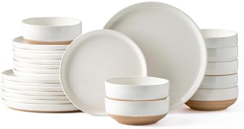 AmorArc Dinnerware Sets for 8, 24 Pieces Ceramic Plates and Bowls Set by AmorArc