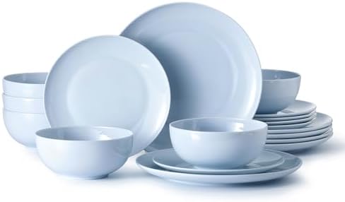 KINGSTONE 18-Piece Bone China Dinnerware Set for 6, Misty Blue by KINGSTONE