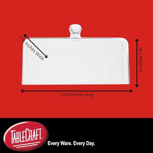 TableCraft 11887 Rectangular Cake Dome with Knob Handle, Clear SAN Plastic, Shatter-Resistant Display Cover for Cakes, Pastries, and Sandwiches, 13.5" x 7.7", BPA Free, Dishwasher Safe - Image 2
