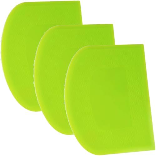SURDOCA Dough Scraper Bench Scraper - 3P 10.6x6.7" Plastic Flexible Bowl Scraper, Sharp Edge & Angles Cake Scraper. Non-Slip Bakeware Decorating Tools Sculpting & Modeling Tools - Pure Green by SURDOCA