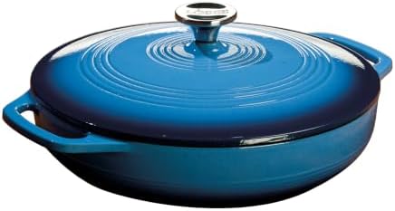 Lodge Essential Enamel Cast Iron Braiser, 3.6 Quart, Caribbean Blue by Lodge
