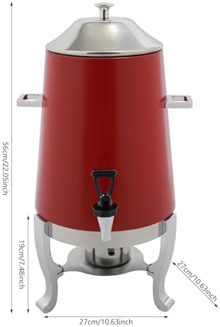 3.43Gallon Stainless Steel Hot Beverage Dispenser,Coffee Chafer Urn with Spigot&Fuel Holder,Cold&Hot Drinks Dispenser for Milk Coffee Tea Juice - Parties Catering Buffet Event (Red) - Image 2