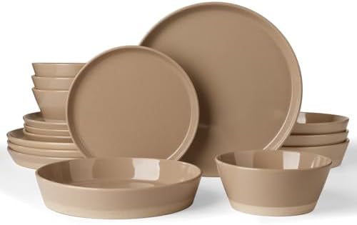Famiware Saturn Stoneware Dinnerware Set with Pasta Bowl, 16pc Dishes for 4 by Famiware