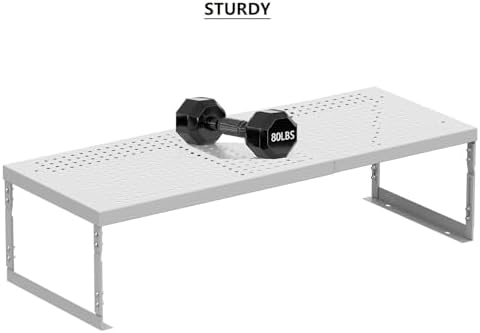 Stackable Expandable Metal Shelf Organizer - Adjustable Wire Storage Rack with Holes for Kitchen, Bathroom, Cabinet, Office - Space Saving, Durable & Sturdy Design（3PACKS/Large/White - Image 4