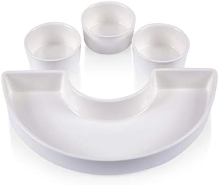 PICNIC TIME NFL Symphony Appetizer Serving Tray Set, Party Platter Set, Appetizer Plate, (Bamboo & White Ceramic) - Image 4