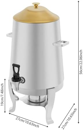 3.43Gallon Stainless Steel Hot Beverage Dispenser,Coffee Chafer Urn with Spigot&Fuel Holder,Cold&Hot Drinks Dispenser for Milk Coffee Tea Juice - Parties Catering Buffet Event (Gold,B) - Image 2