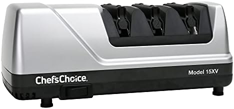 Chef’sChoice 15XV EdgeSelect Professional Electric Knife Sharpener with 100-Percent Diamond Abrasives and Precision Angle Guides for Straight Edge and Serrated Knives, 3-Stage, Gray by ChefsChoice