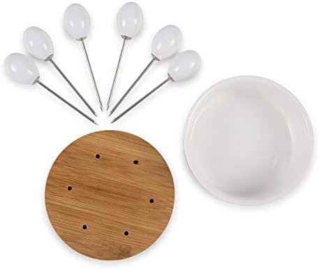 PICNIC TIME NFL Symphony Appetizer Serving Tray Set, Party Platter Set, Appetizer Plate, (Bamboo & White Ceramic) - Image 6