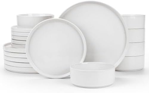 Famiware Nebula Plates and Bowls, 18-Piece Dinnerware Set, White by Famiware