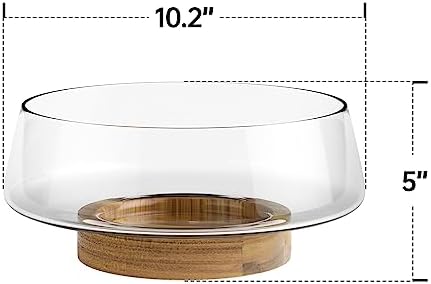KITEISCAT Extra Large Glass Salad Bowl Set - Party Salad Bowls with Acacia Wood Base and Serving Utensils - Elegant and Practical Kitchen Must-Have - Image 2