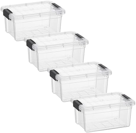 Superio 1.85 Quart Clear Plastic Storage Boxes with Lids, Stackable Organizer Containers, BPA-Free Storage Bins for Home, Office, School & Dorm, 4 Pack by Superio