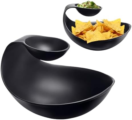 Brass Black Chip and Dip Serving Bowl Brass Tiered Snack, Candy & Salad Bowl Decorative Centerpiece Serving Platter Nuts, Chip & Dip, Salsas, Tray, Serveware Home Decor Gift Entertaining Centerpiece by Gute