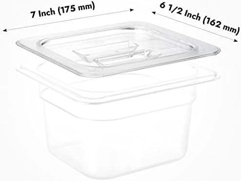 CURTA 6 Pack NSF Food Pan Cover, 1/6 Size Clear Polycarbonate Lid with Handle for Commercial Food Pan, Dishwasher & Freezer Safe Plastic Clear - Image 2