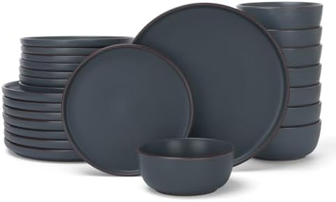 Famiware Mercury 24-Piece Stoneware Dinnerware Set, Charcoal by Famiware