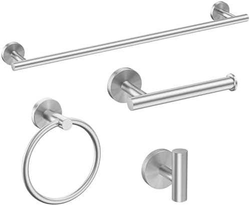 USHOWER 4PCS Brushed Nickel Bathroom Accessories Set, 24-Inch Towel Bar Set by USHOWER