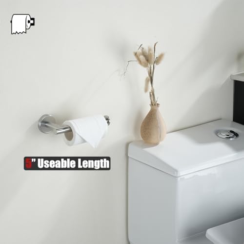 JQK Bathroom Hardware Set Brushed Steel, 5-Piece Bath Accessories Set Wall Mount Includes 24 in Towel Bar, Towel Ring, Toilet Paper Holder, 2 Towel Hooks, BAS125-BN - Image 6