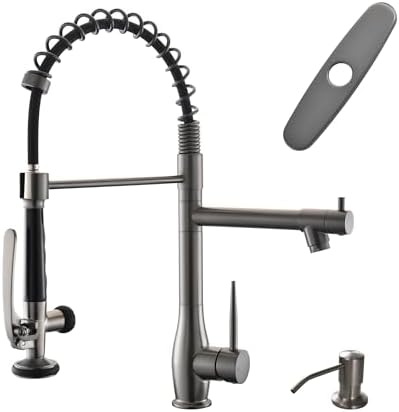GIMILI Black Stainless Commercial Kitchen Sink Faucet with Soap Dispenser by MoreChoicesForYourDreamHome