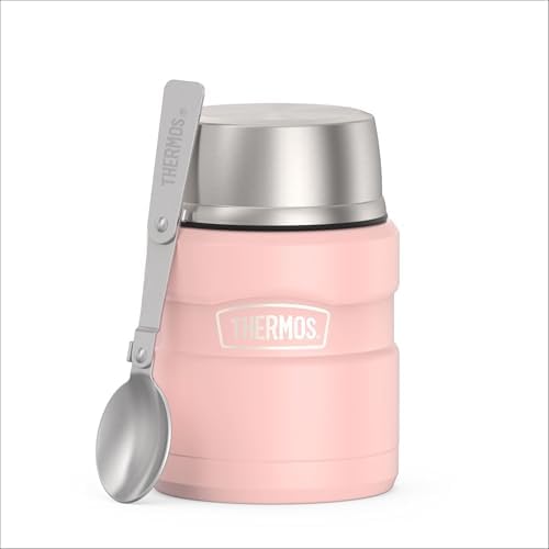 THERMOS Stainless King Food Jar with Spoon, 16oz, Matte Pink by Thermos