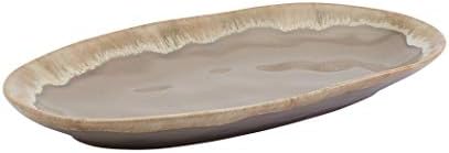 Tabletops Gallery Tuscan Collection Reactive Glaze 3 Piece Oval Stoneware Serving Trays Platters Kitchen Serveware, Blue Teal Green Brown - Image 7