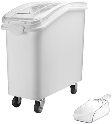 Ingredient Storage Bin,21 Gallon Dispenser Bin with Scoop for Dry Food, Sugar, Baking Supplies,Kitchen Rice Cereal Flour Bin,BPA Free,Pet Food Storage Container,Dog Cat Birds Food (21 Gallon) by WELKORCateringEquipment