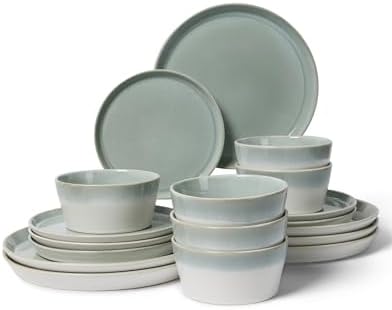 Pokini Ceramic Plates and Bowls Sets for 6, 18pcs Dinnerware Sets, Dish Set by Pokini