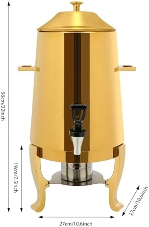 3.43Gallon Stainless Steel Hot Beverage Dispenser,Coffee Chafer Urn with Spigot&Fuel Holder,Cold&Hot Drinks Dispenser for Milk Coffee Tea Juice - Parties Catering Buffet Event (Gold) - Image 2