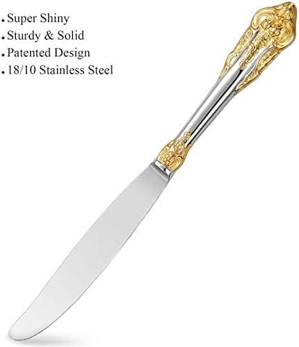 KEAWELL Luxury 20-Piece 18/10 Stainless Steel Flatware Set (Gold Accent) - Image 2