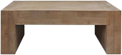 Rectangle Coffee Table with Thick Block-Style Legs Solid Wood Coffee Table - Image 7