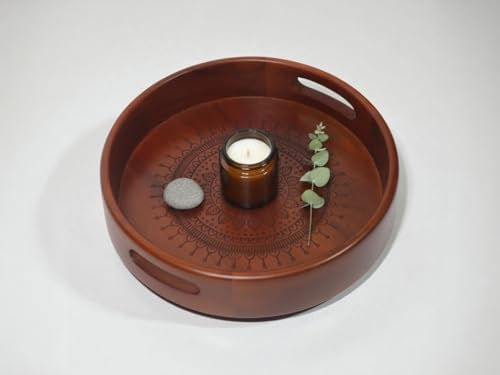 Vesta Homes Set of 2 Aurelia Premium Wood Round Serving Tray for Home/Kitchen/Restaurant/Office Organizer/Dining Table|Premium Wooden Trays|35.5 X 35.5 ; 30.5 x 30.5 cm | Handcrafted in India - Image 6