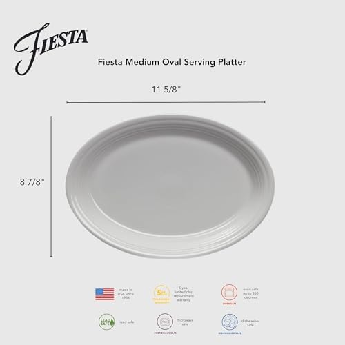 Fiesta® 11 5/8" Medium Oval Serving Platter – Durable Ceramic, Lead-Safe, Dishwasher/Microwave/Oven Safe – Made in USA - Meadow - Image 2