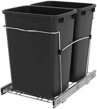 Rev-A-Shelf Double Pullout Garbage Trash Cans for Kitchen Cabinets, 35 Qt by Rev-A-Shelf